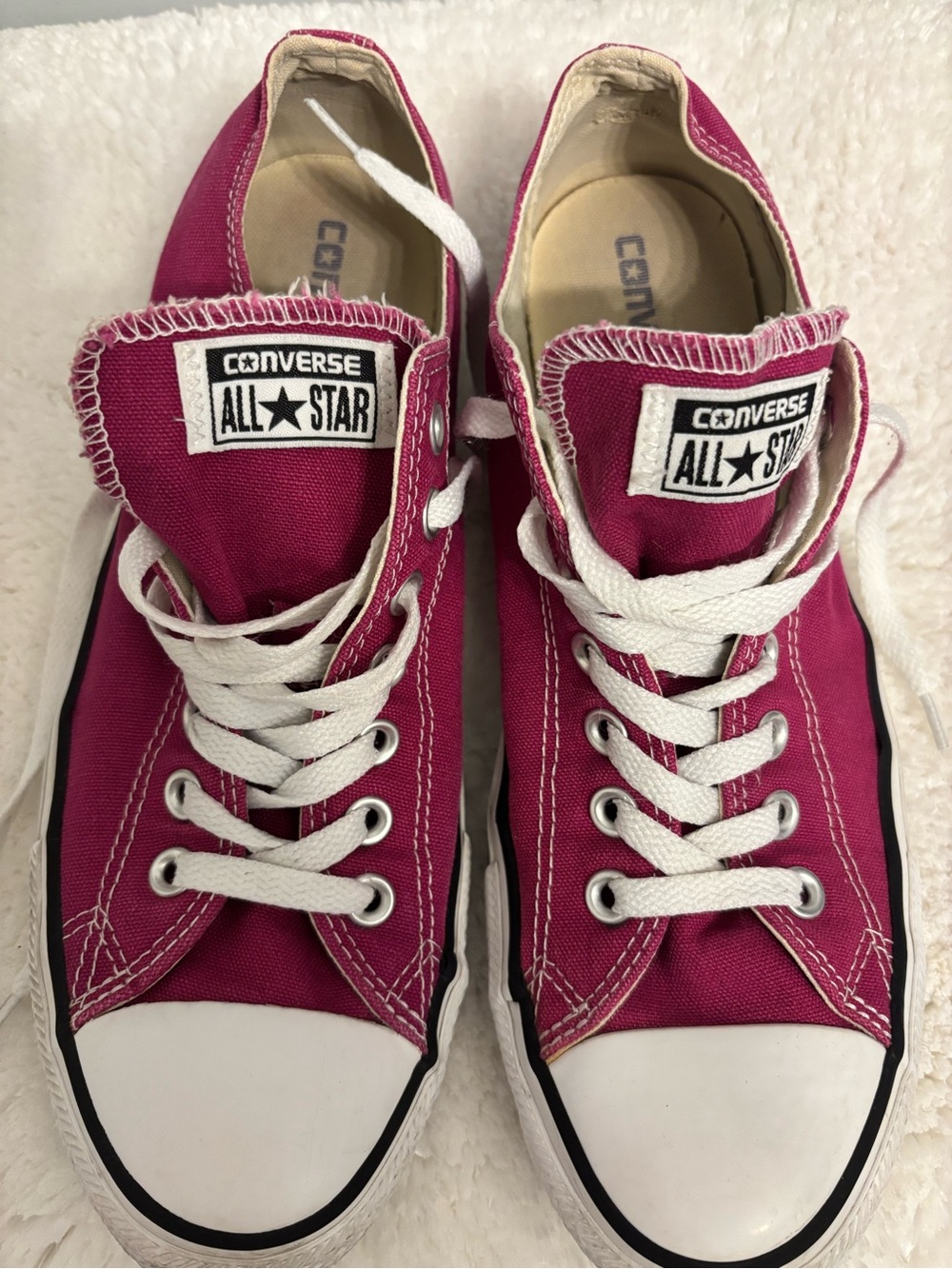 Converse All Star Men's Magenta Canvas Sneakers with White Laces